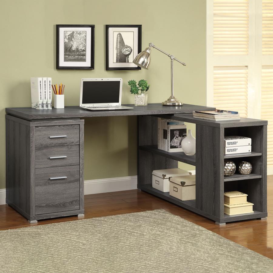 Yvette Grey L-shape Desk - furniture place usa