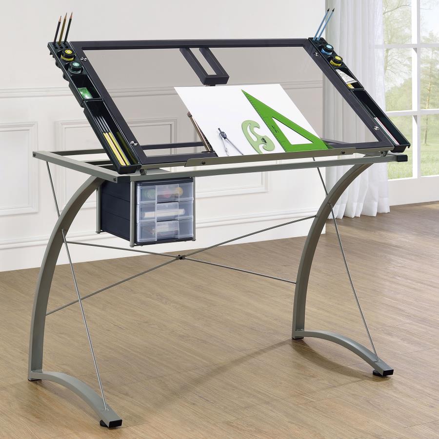 Melo Grey Drafting Desk - furniture place usa