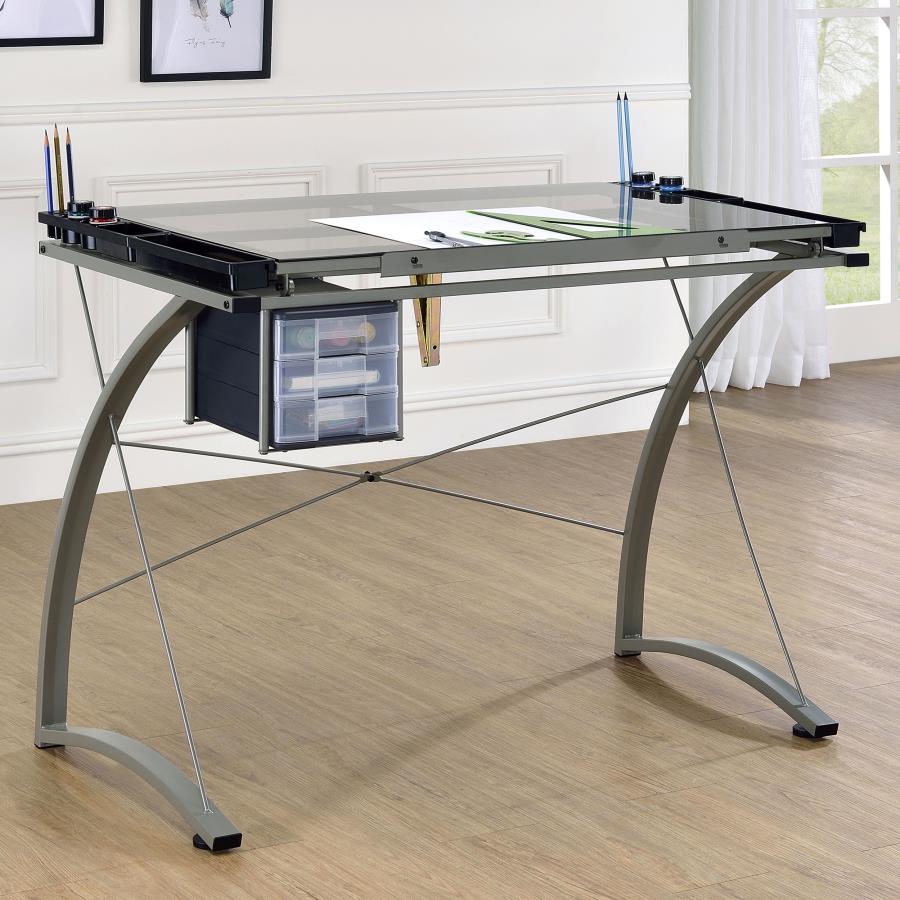 Melo Grey Drafting Desk - furniture place usa
