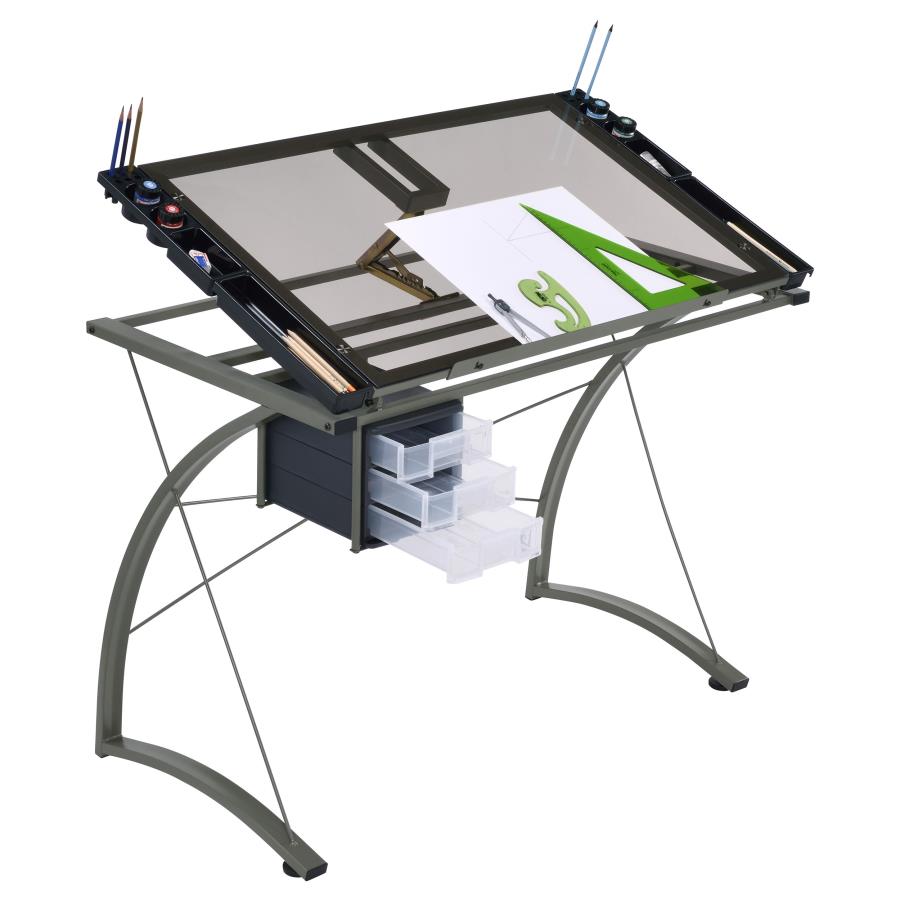 Melo Grey Drafting Desk - furniture place usa