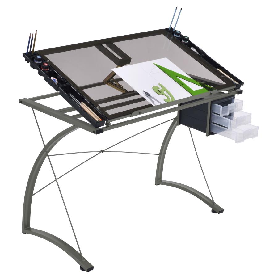 Melo Grey Drafting Desk - furniture place usa