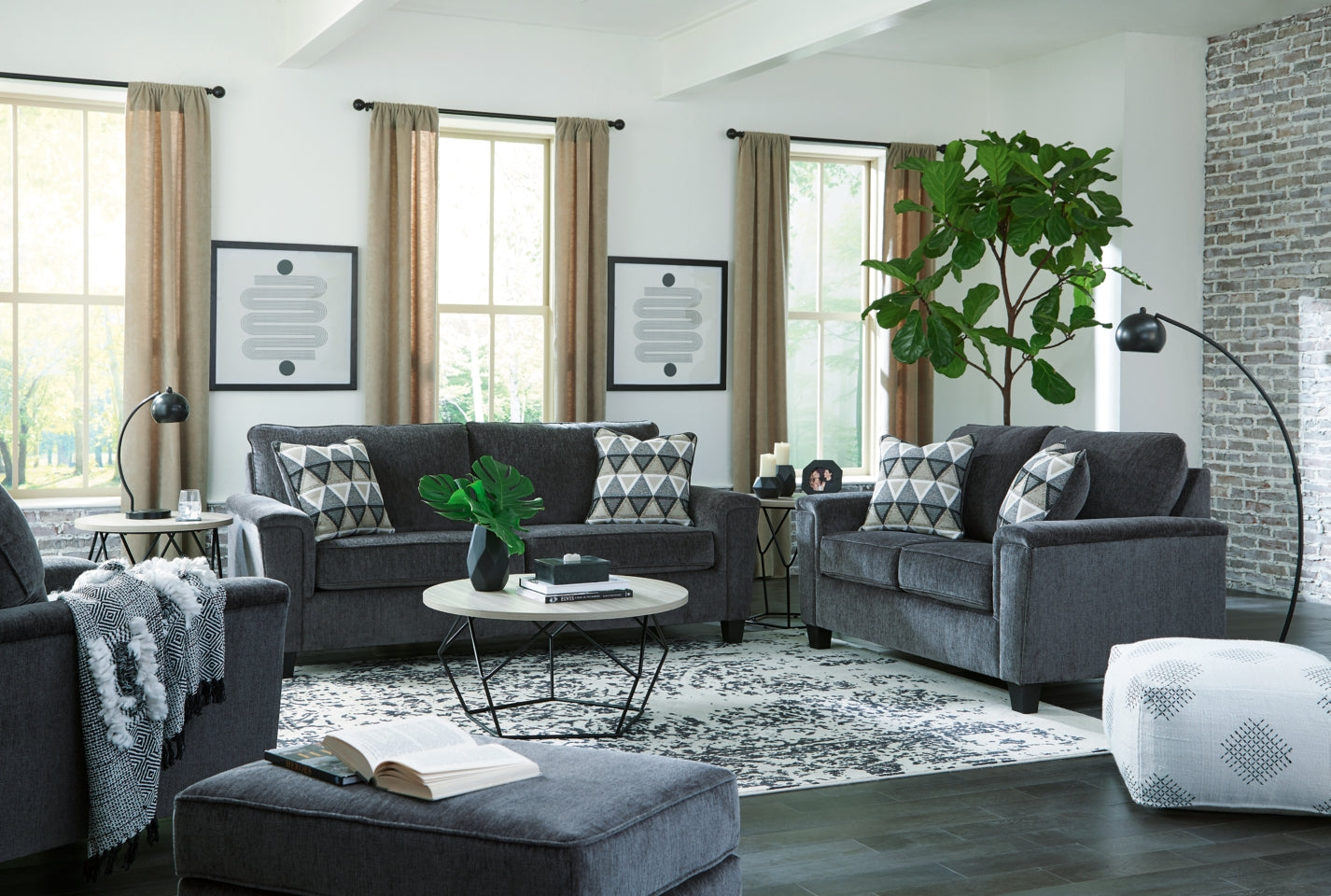 Abinger Sofa, Loveseat, Chair and Ottoman - furniture place usa