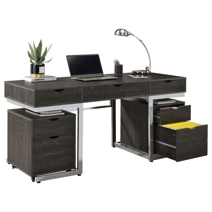 Noorvik Brown 3 Pc Desk Set - furniture place usa