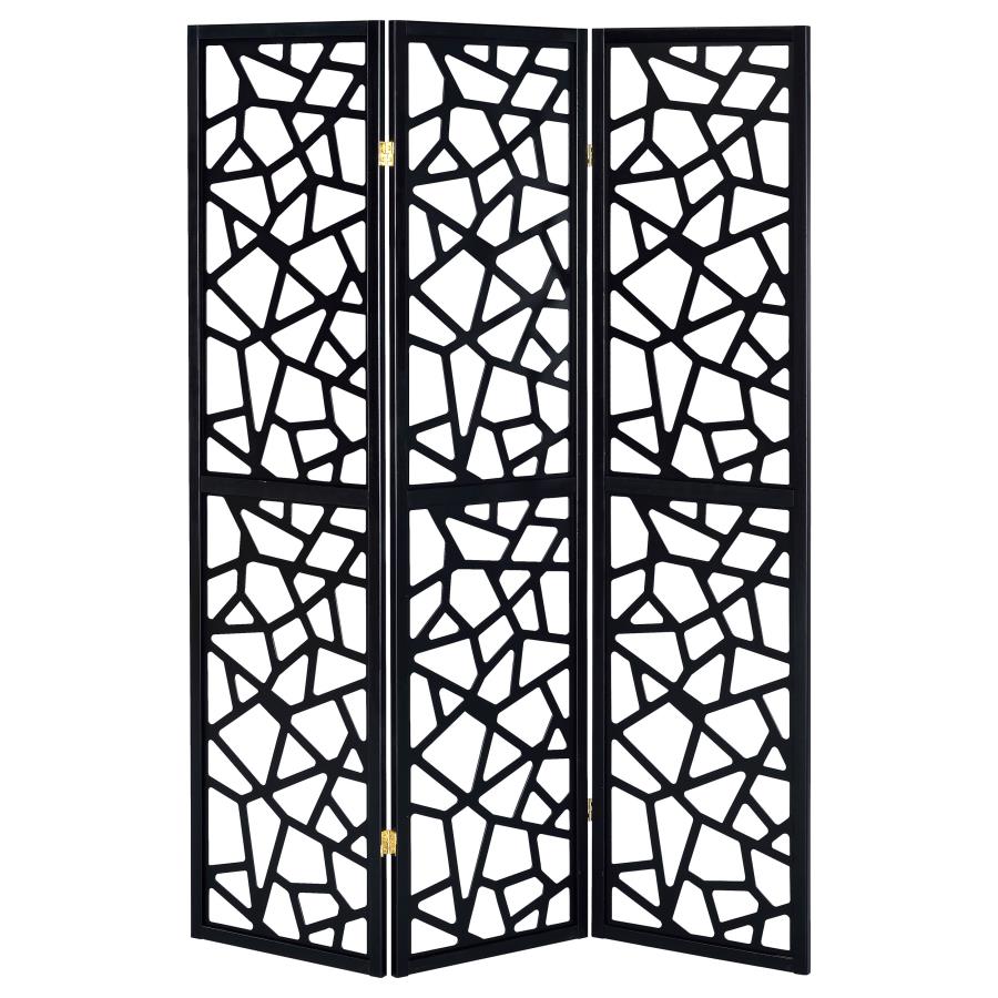 Nailan Black 3 Panel Room Divider - furniture place usa