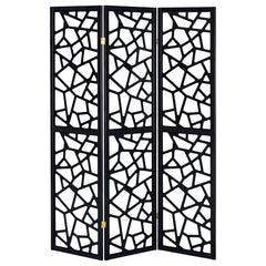 Nailan Black 3 Panel Room Divider - furniture place usa