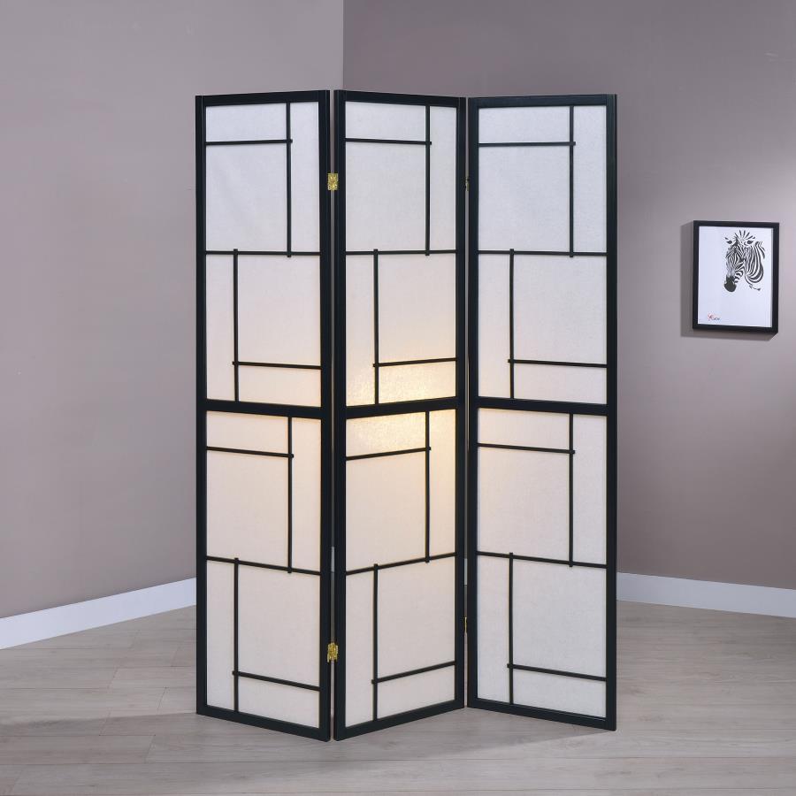 Damis Black 3 Panel Room Divider - furniture place usa