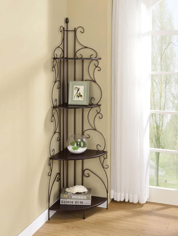 Poppy Brown Corner Bookcase - furniture place usa