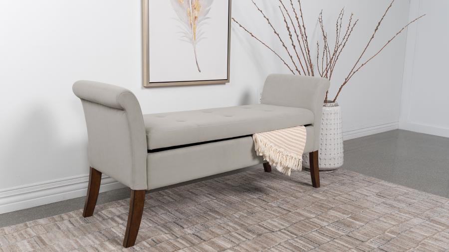 Farrah Beige Storage Bench - furniture place usa