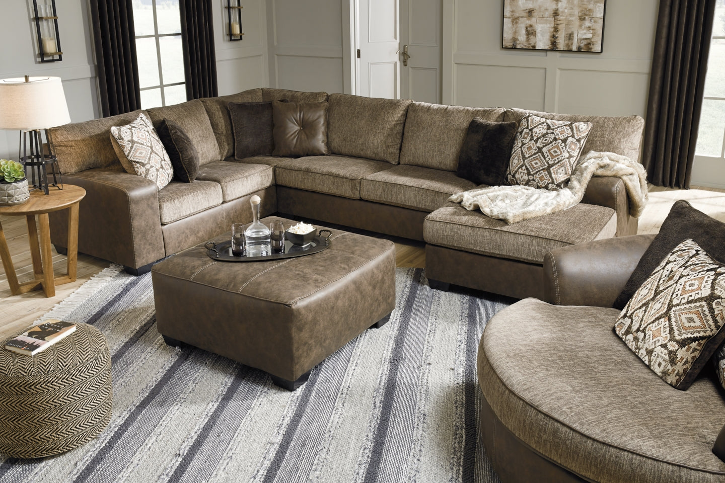 Abalone 3-Piece Sectional with Ottoman - PKG002371 - furniture place usa