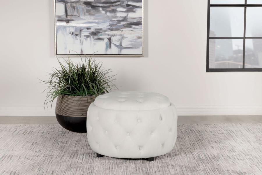 Angelina White Storage Ottoman - furniture place usa