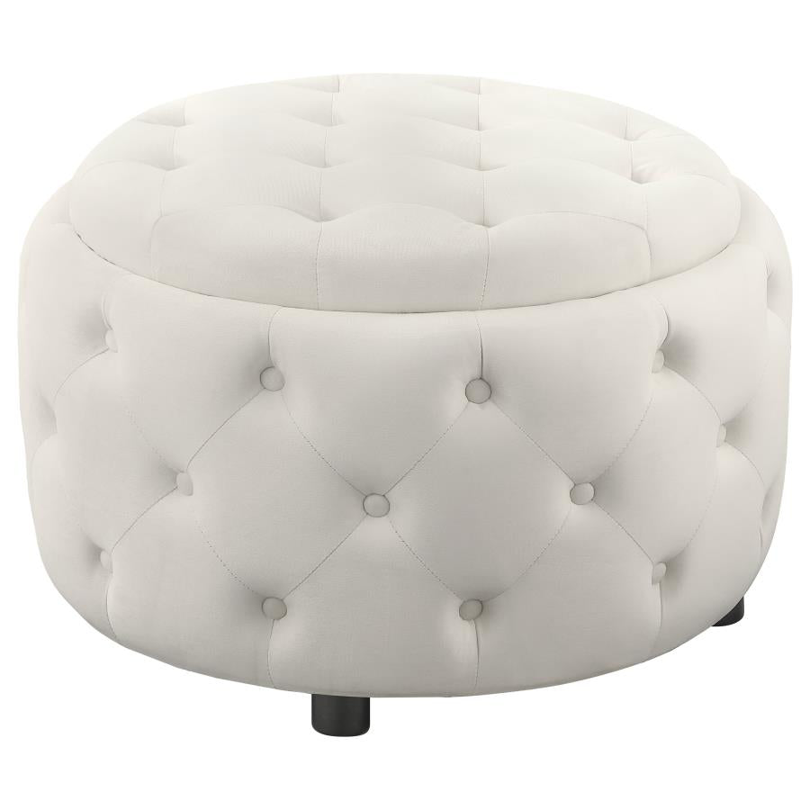 Angelina White Storage Ottoman - furniture place usa