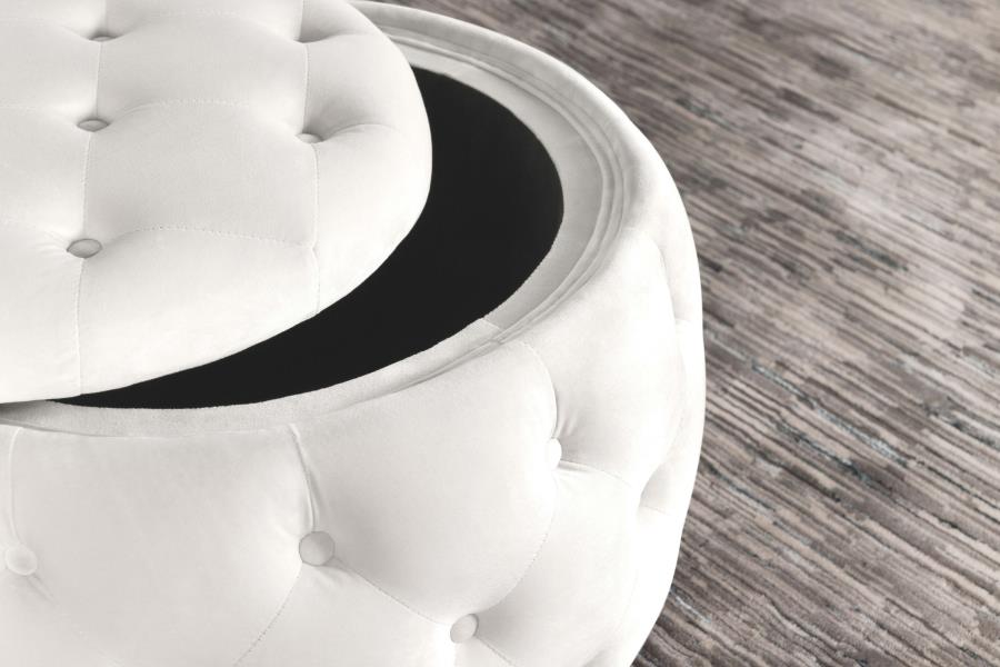Angelina White Storage Ottoman - furniture place usa