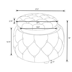 Angelina White Storage Ottoman - furniture place usa