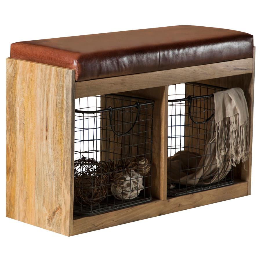 Abrielle Brown Storage Bench - furniture place usa