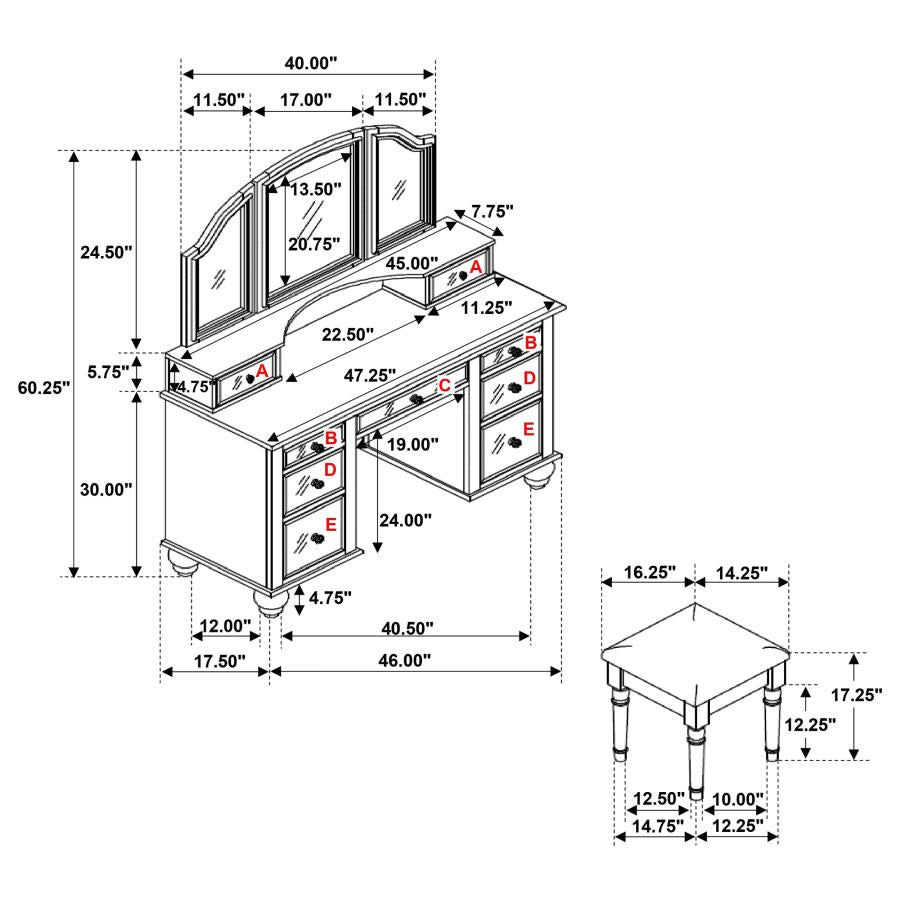 Reinhart White Vanity Set - furniture place usa