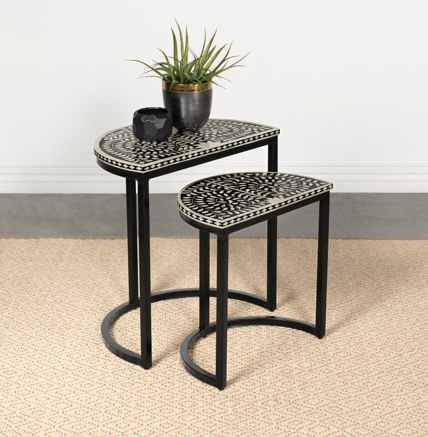Zakiya Black 2 Pc Nesting Table - furniture place usa