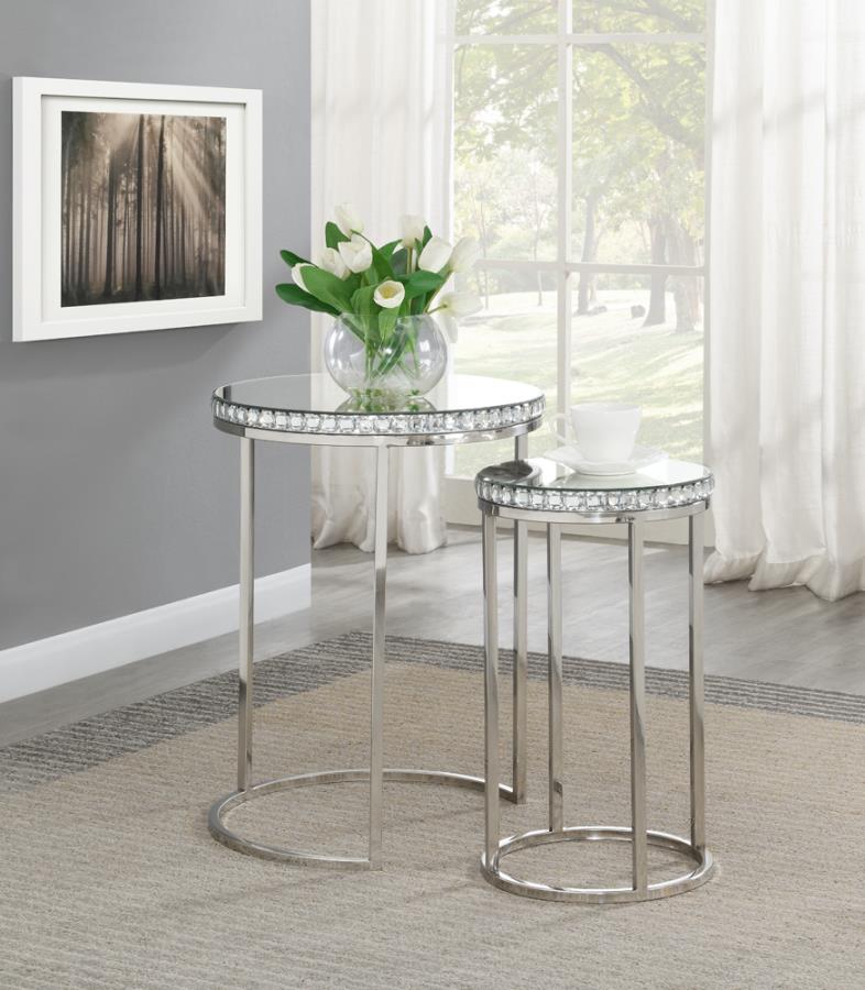 Addison Silver 2 Pc Nesting Table - furniture place usa