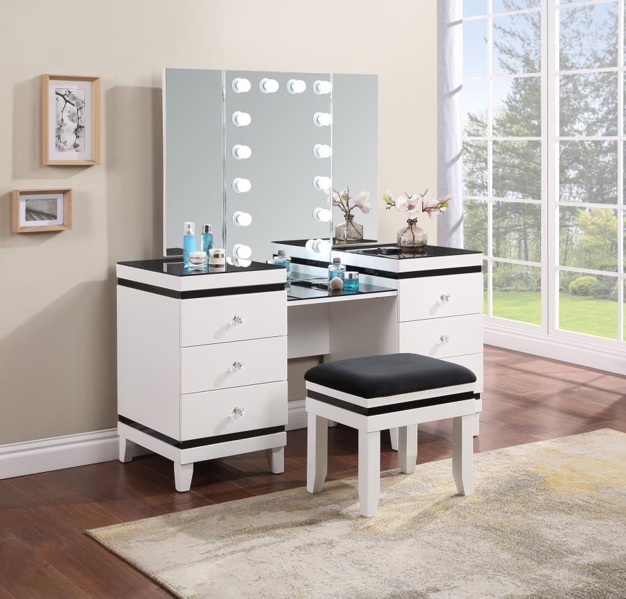 Talei Black Vanity Set - furniture place usa