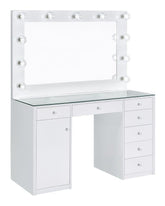 Percy White Vanity Table & Mirror - furniture place usa