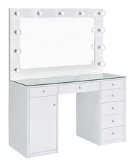 Percy White Vanity Table & Mirror - furniture place usa