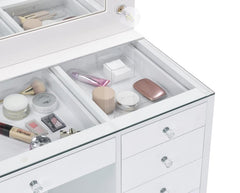 Percy White Vanity Table & Mirror - furniture place usa