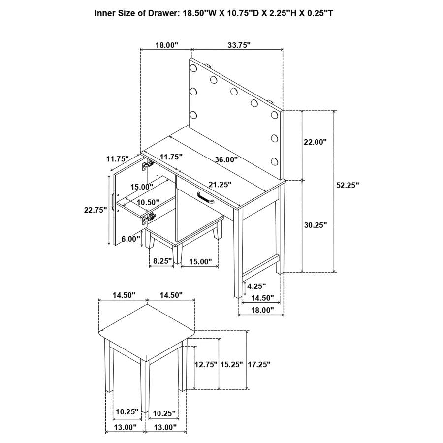 Elijah White Vanity Set - furniture place usa