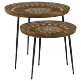 Nuala Brown 2 Pc Nesting Table - furniture place usa