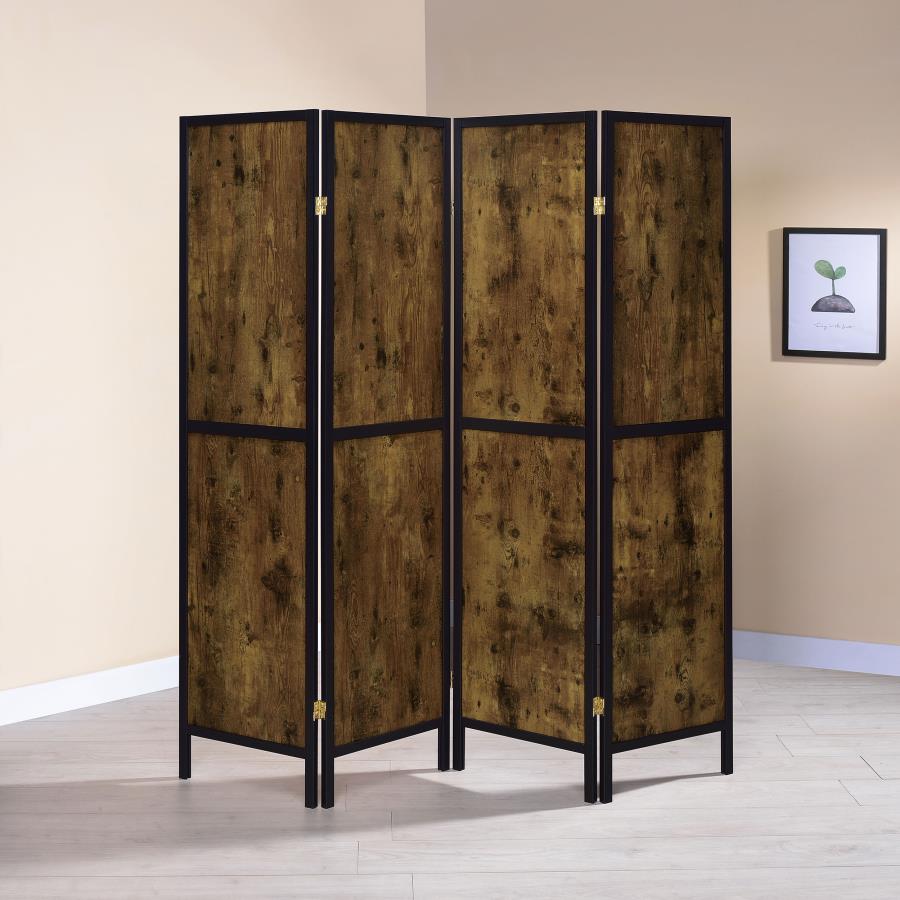 Deepika Brown 4 Panel Room Divider - furniture place usa