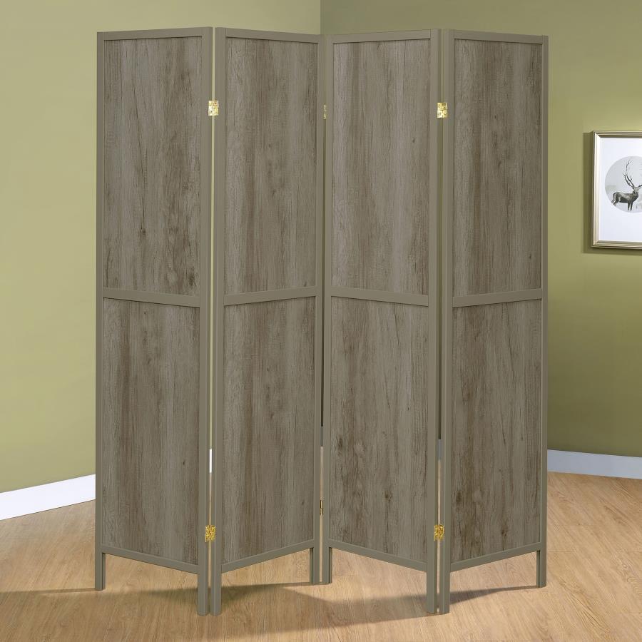 Deepika Grey 4 Panel Room Divider - furniture place usa