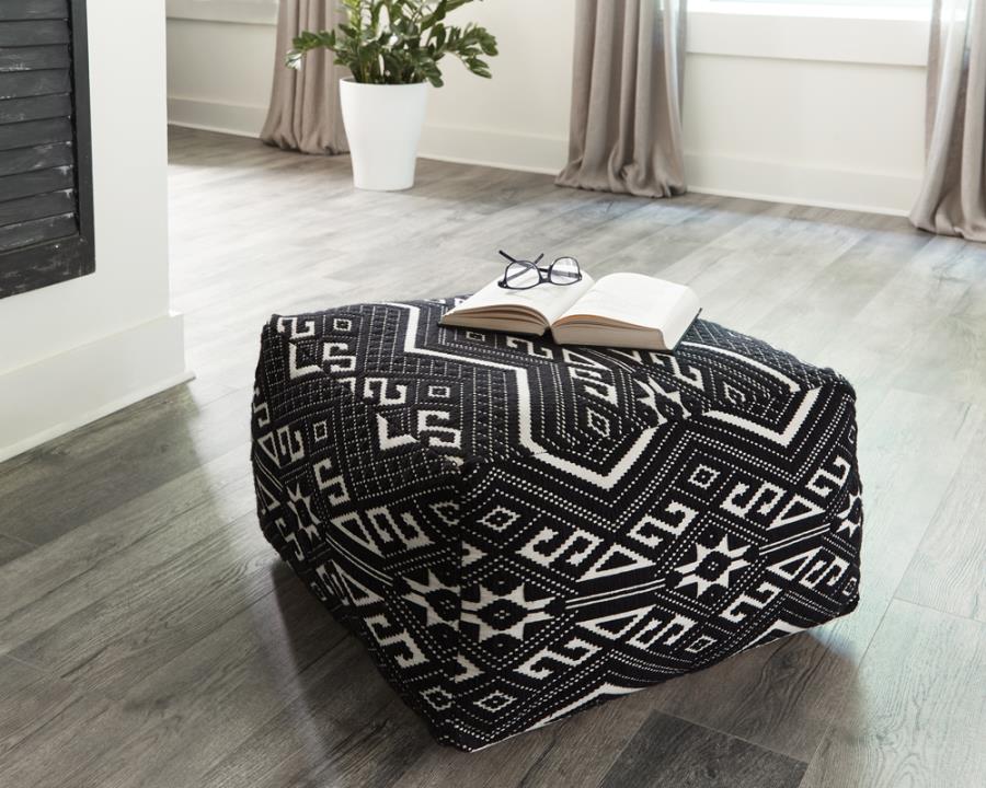 Ofira Black Pouf - furniture place usa