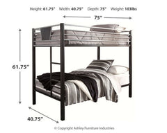 Dinsmore Twin over Twin Bunk Bed with Ladder - furniture place usa
