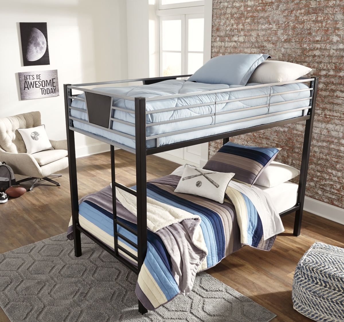 Dinsmore Twin over Twin Bunk Bed with Ladder - furniture place usa