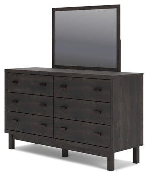 Toretto King Panel Bookcase Bed with Mirrored Dresser - furniture place usa