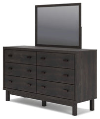 Toretto King Panel Bookcase Bed with Mirrored Dresser - furniture place usa