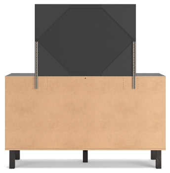 Toretto King Panel Bookcase Bed with Mirrored Dresser - furniture place usa