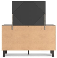 Toretto King Panel Bookcase Bed with Mirrored Dresser - furniture place usa