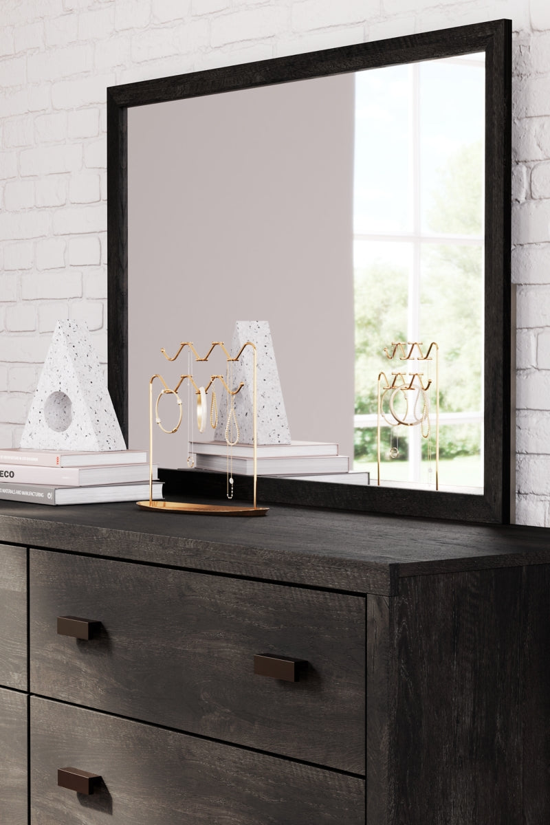 Toretto King Panel Bookcase Bed with Mirrored Dresser - furniture place usa