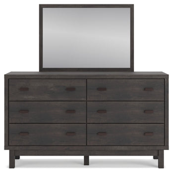 Toretto King Panel Bookcase Bed with Mirrored Dresser - furniture place usa