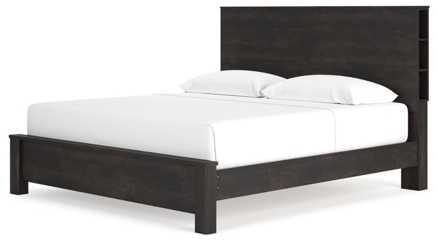 Toretto King Panel Bookcase Bed with Mirrored Dresser - furniture place usa