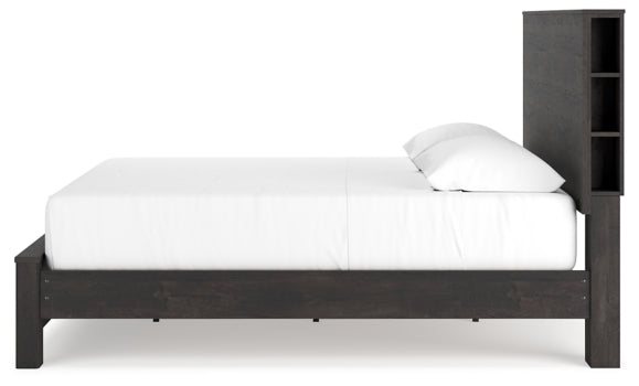 Toretto King Panel Bookcase Bed with Mirrored Dresser - furniture place usa