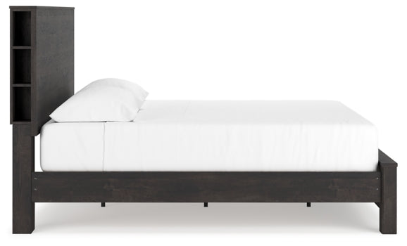 Toretto King Panel Bookcase Bed with Mirrored Dresser - furniture place usa