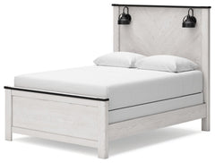 Schoenberg Queen Panel Bed with Mirrored Dresser - furniture place usa