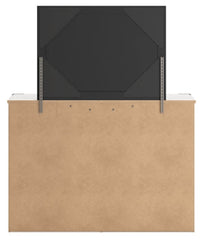 Schoenberg Queen Panel Bed with Mirrored Dresser - furniture place usa