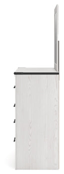 Schoenberg Queen Panel Bed with Mirrored Dresser - furniture place usa