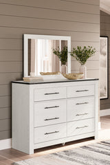 Schoenberg Queen Panel Bed with Mirrored Dresser - furniture place usa