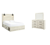 Cambeck Twin Panel Bed with 2 Storage Drawers with Mirrored Dresser - furniture place usa