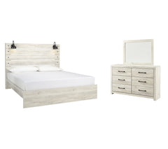 Cambeck King Panel Bed with Mirrored Dresser - furniture place usa
