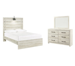 Cambeck King Panel Bed with Mirrored Dresser - furniture place usa