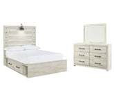 Cambeck King Panel Bed with 4 Storage Drawers with Mirrored Dresser - furniture place usa