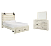 Cambeck Full Panel Bed with 2 Storage Drawers with Mirrored Dresser - PKG003050 - furniture place usa